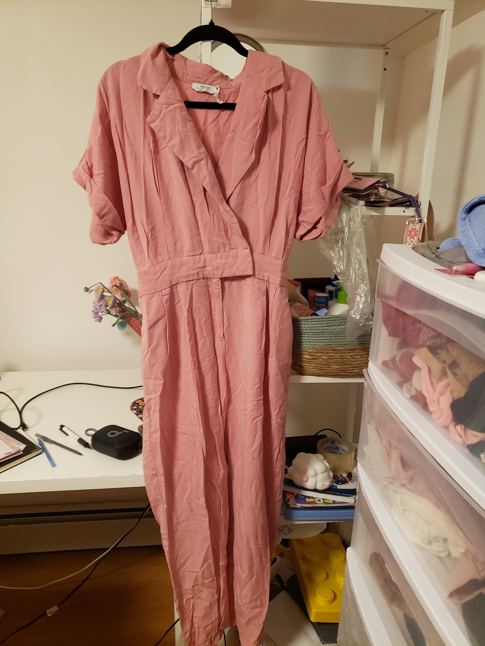 Reserved Rose-Pink Button-Detail Jumpsuit